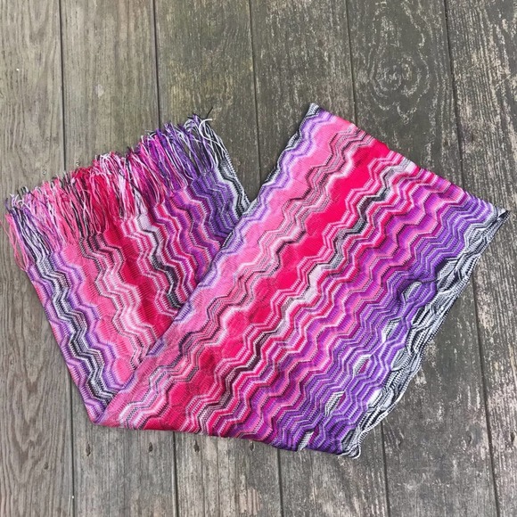 Missoni Iconic Pink, Purple Viscose Fringe Scarf
